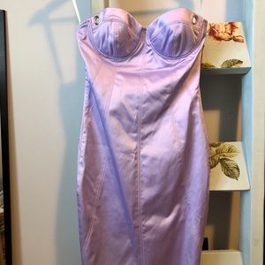 Lavender silk-like corset dress.corset tie up back